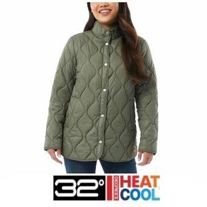 NWT 32 Degrees Ladies' Quilted Full Snap Front Jacket, Green